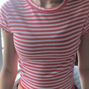 Coral Striped Crop Tee PS basic